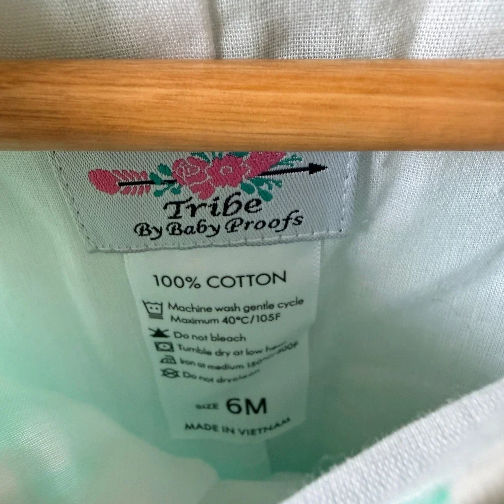 Little Tribe Romper Baby 6M Mint Gingham Cotton One Piece Jon Jon Preppy Sunsuit